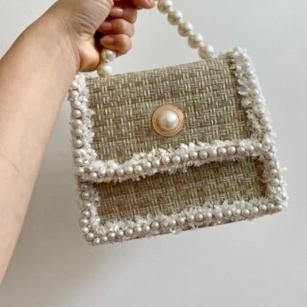 Woven tweed pearl bag - Picture 8 of 13